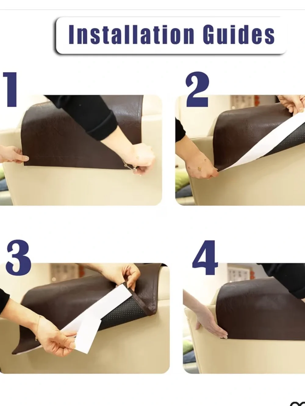 Vinyl Leather Waterproof Headrest Cover for Furniture - BROWN
